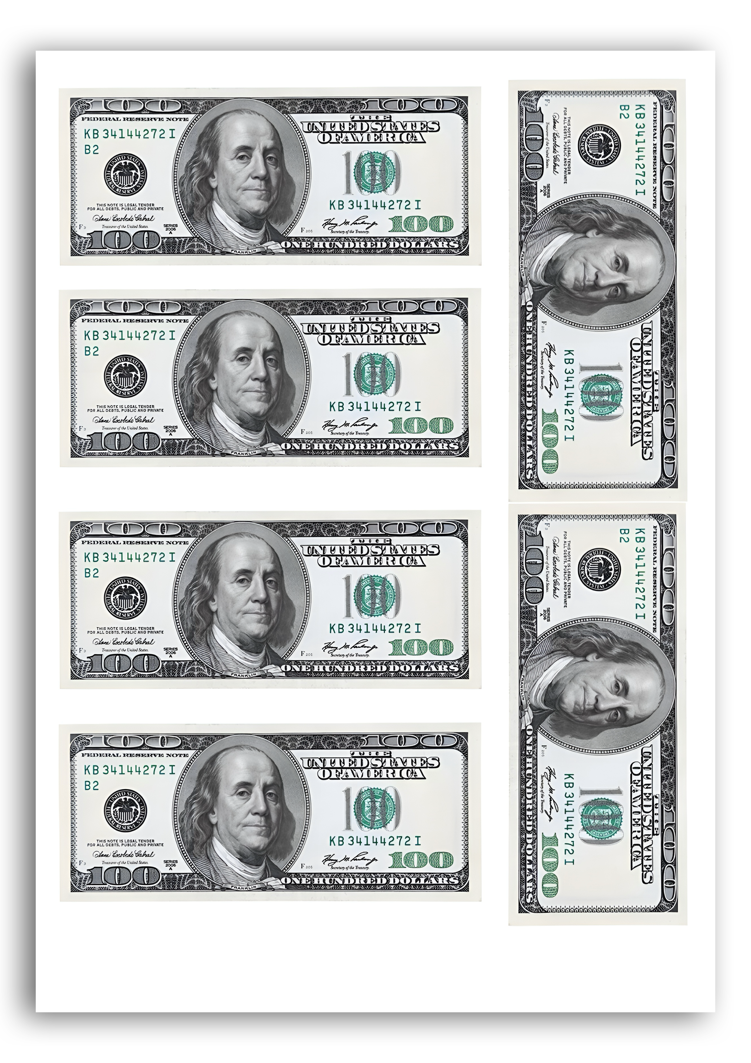 Picture "100 dollars" for food printing A4 (DOL-013)