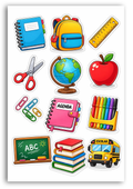 Picture "School supplies" for food printing A4 (SCL-002)